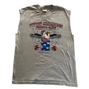 Great American Bike Jam Men T-Shirt Alstyle Apparel Rockford IL Cut Off Sleeve L